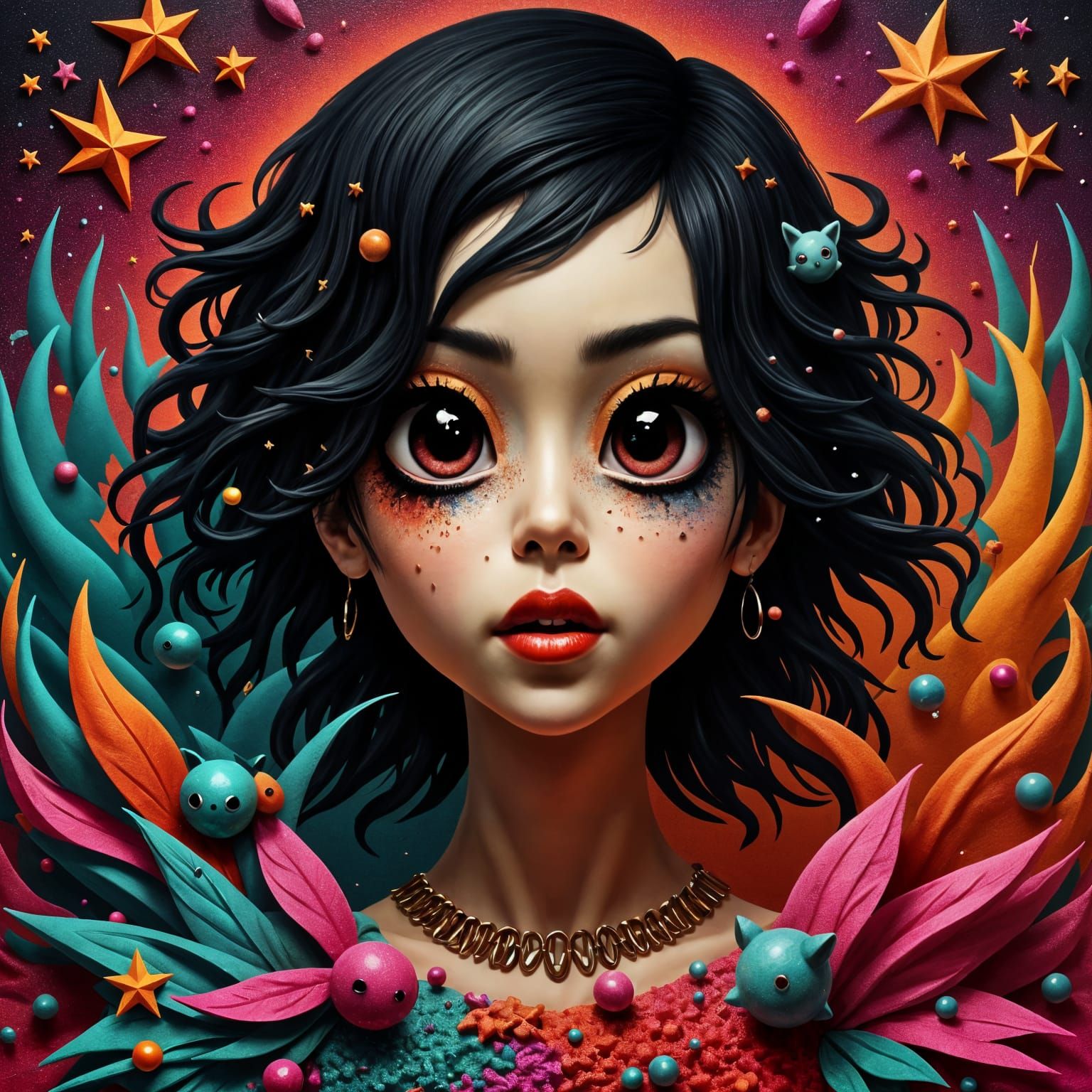 Gore-Filled Hyperrealistic Beach Goddess