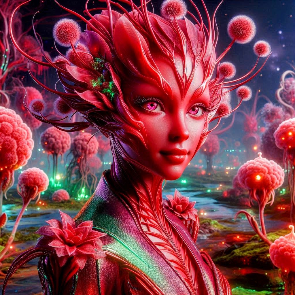Red Humanoid Plant Woman of Cygnus V