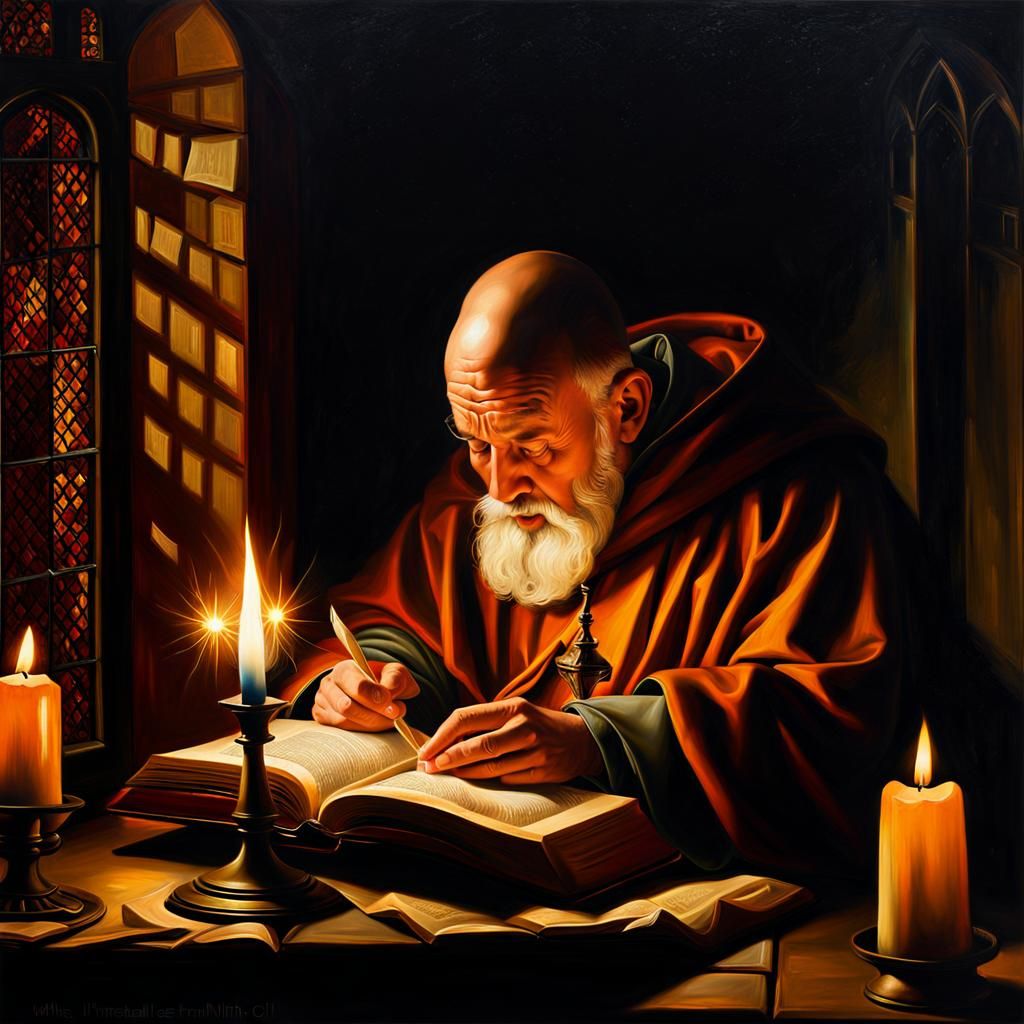 Reading by candlelight  by @Staircase Flash