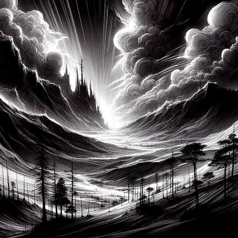 Black and white landscape