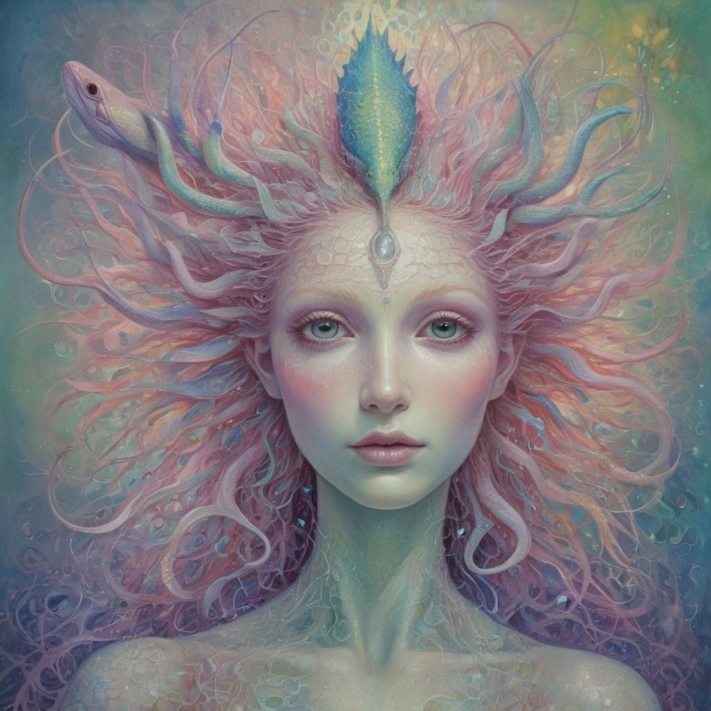 Bioluminescent Goddess in Dreamlike Forest