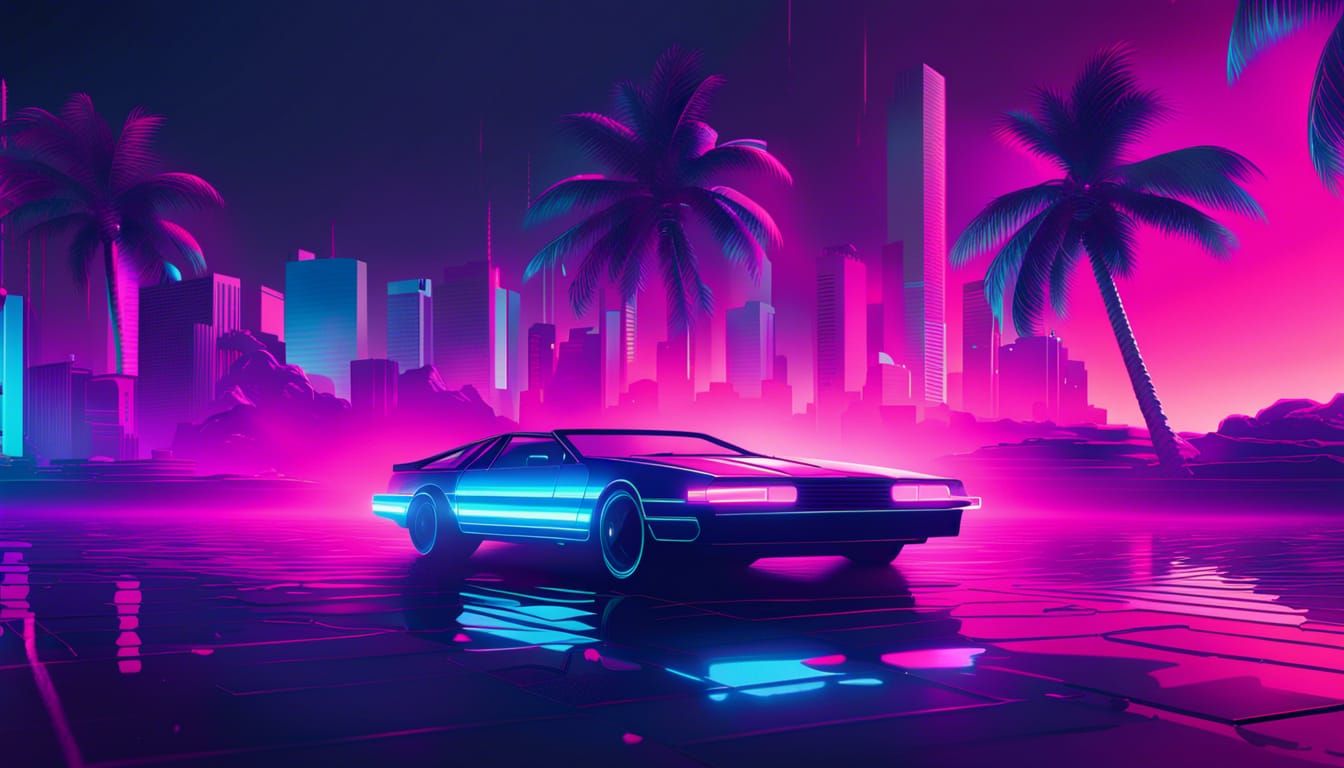 '80s Decade Synthwave Aesthetic Poster  by @draconewcal