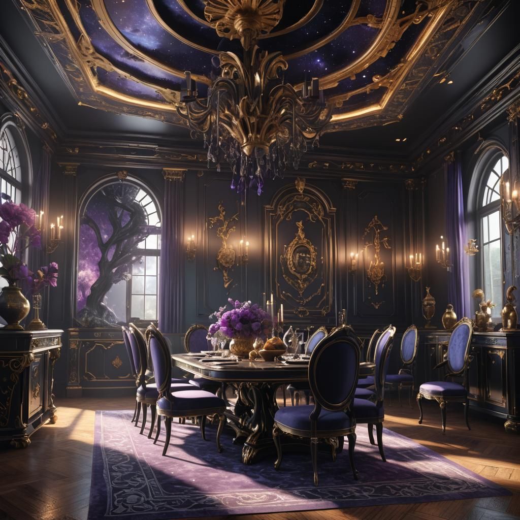 Black amethyst dinning room