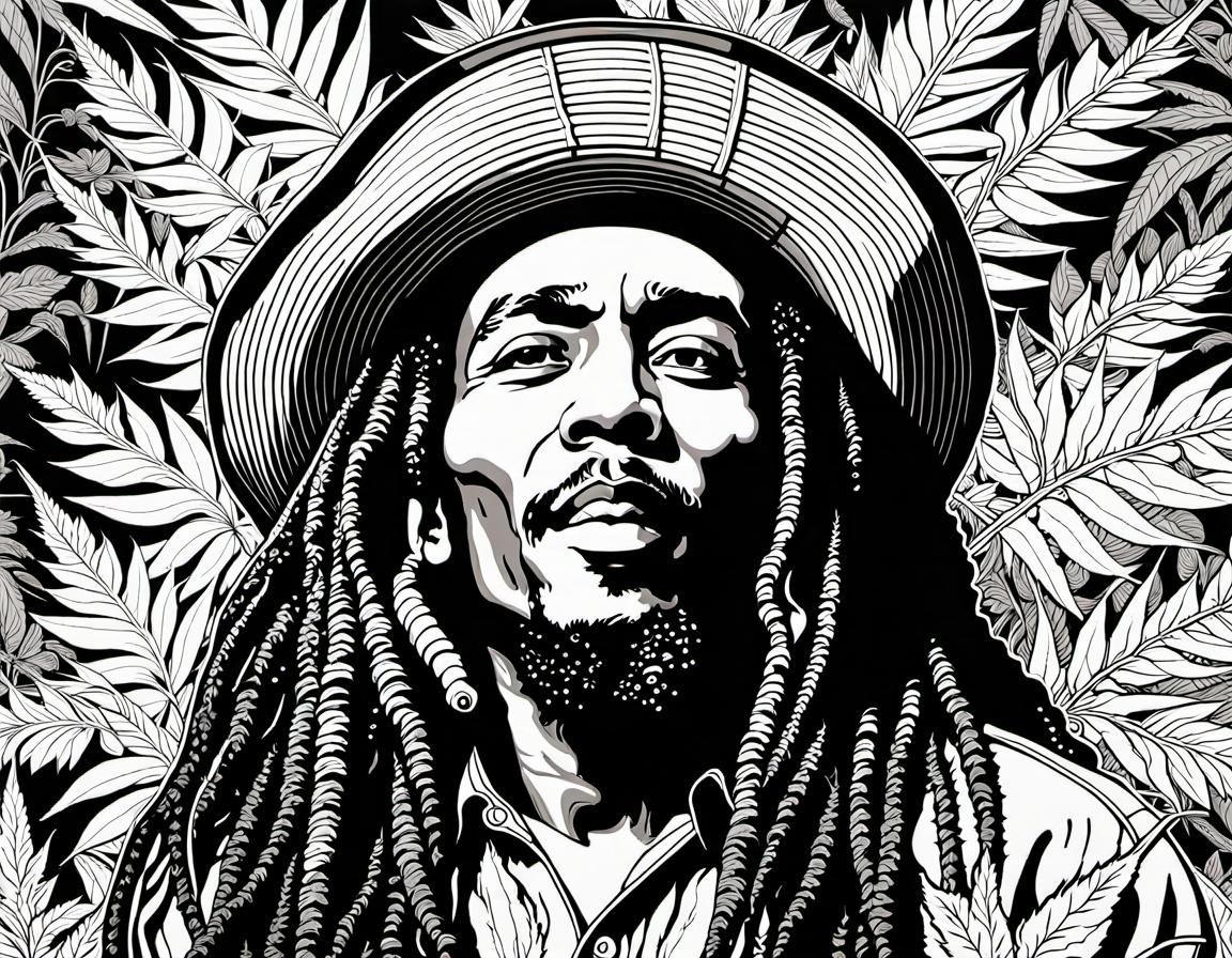 Bob Marley Coloring Page in Astral Style