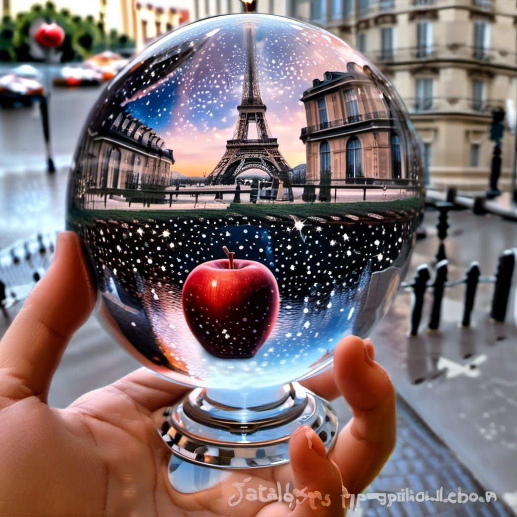 Paris in Crystal Apple: Double Exposure Nightscape