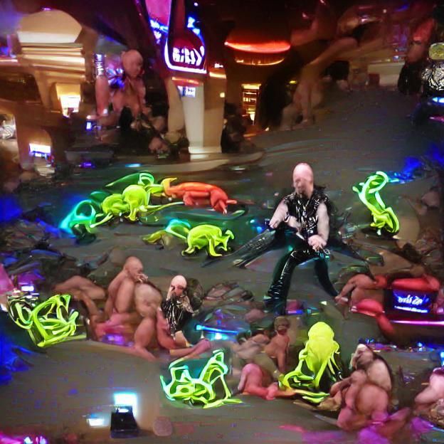 Neon orgy in Vegas featuring Rob Halford