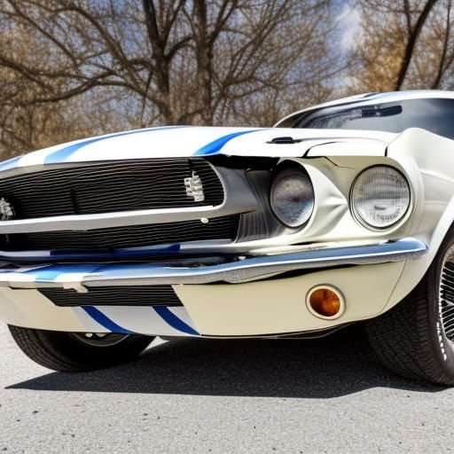 1968 Ford Mustang Shelby 500, white with blue stripes, super...