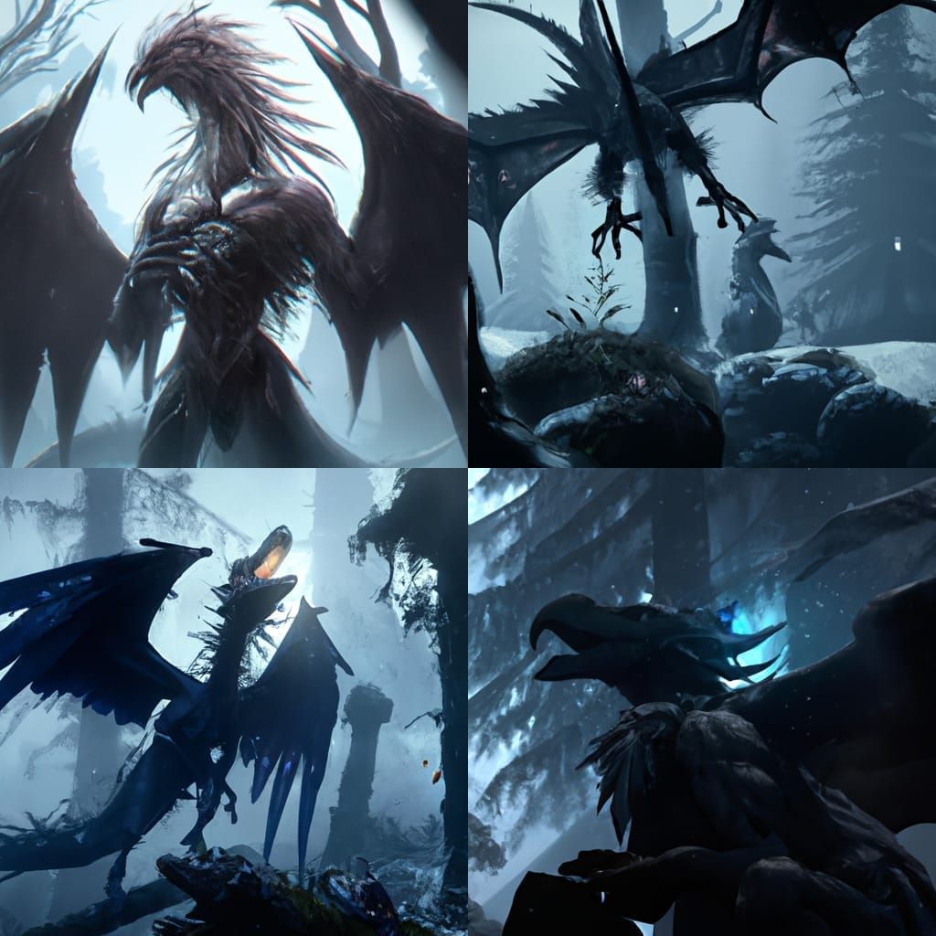 raven dragon, lonely forest, ghost
