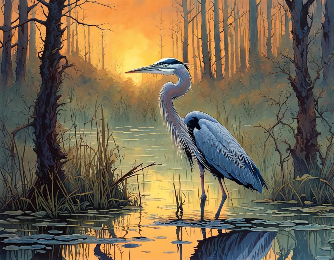 Great Blue Heron  by @JollyNewt