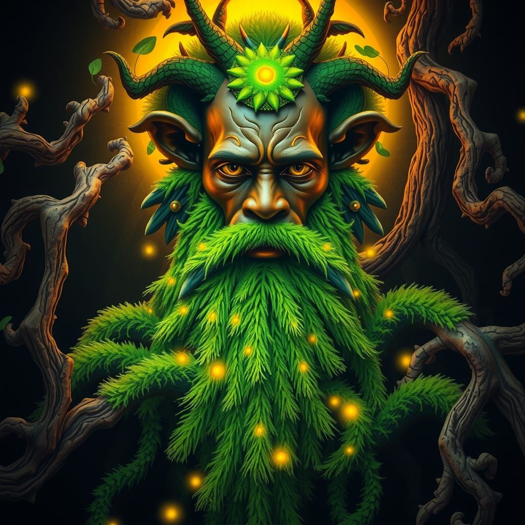African Nature Deity With a Beard Made of Moss (Flux Schnell)  by @BlakeRaven