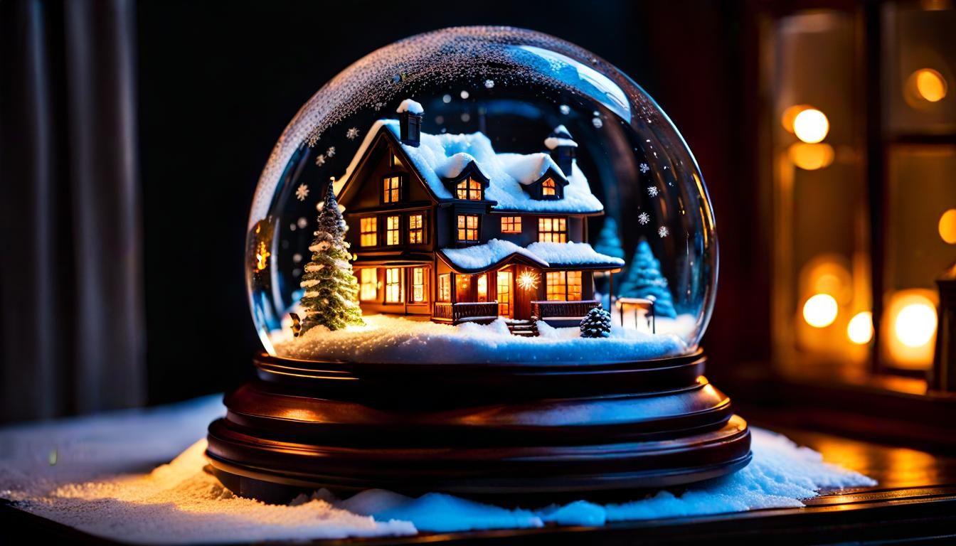 A snow globe of a house