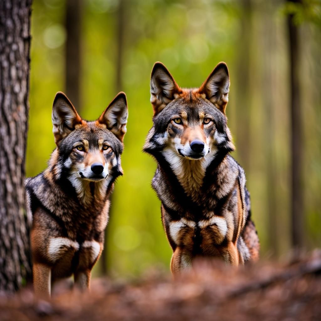 Red wolves. AI Generated Artwork NightCafe Creator