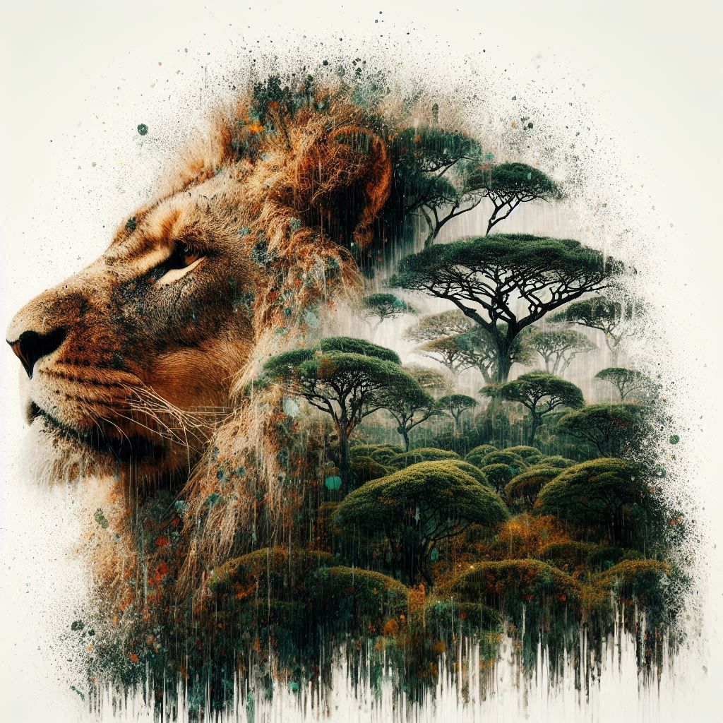 double exposure beautiful fantasy DALL-E 3 portrait landscap...