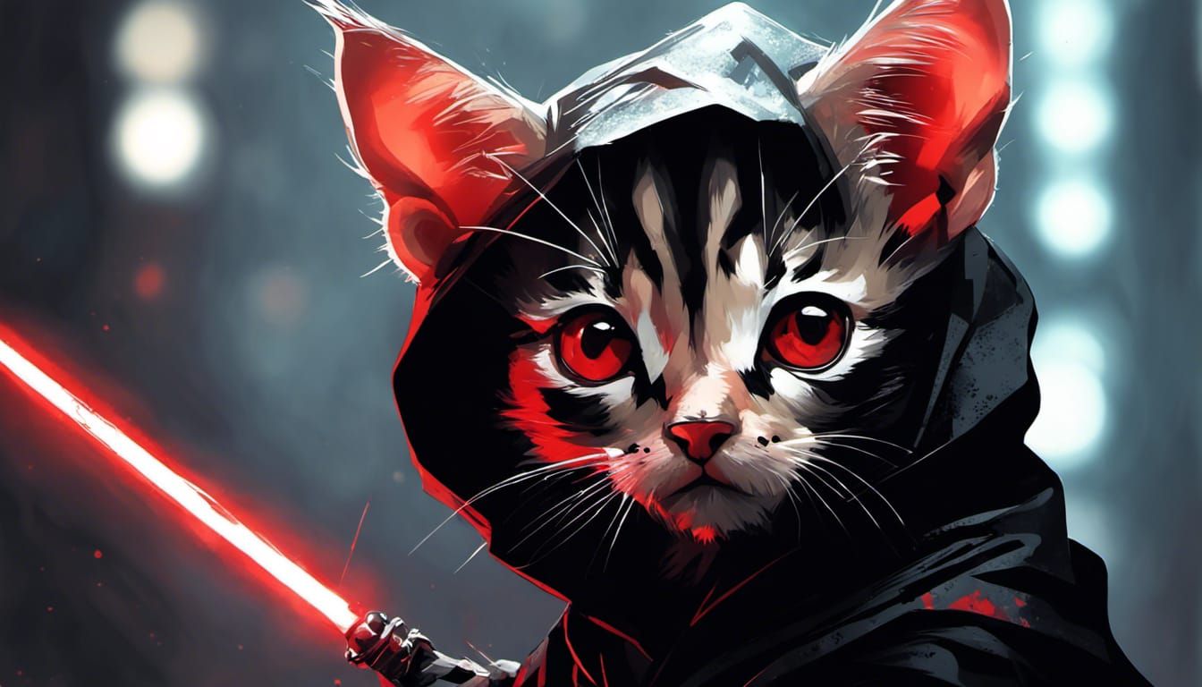 An Extremely Adorable Darth Maul Kitten Huge Large Detailed Eyes