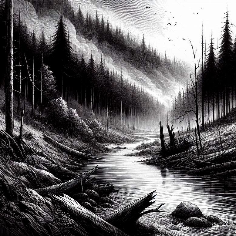 Black and white landscape