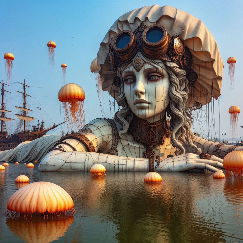 Marine steampunk statue
