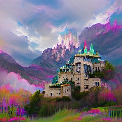 Fantasy castle in the mountains