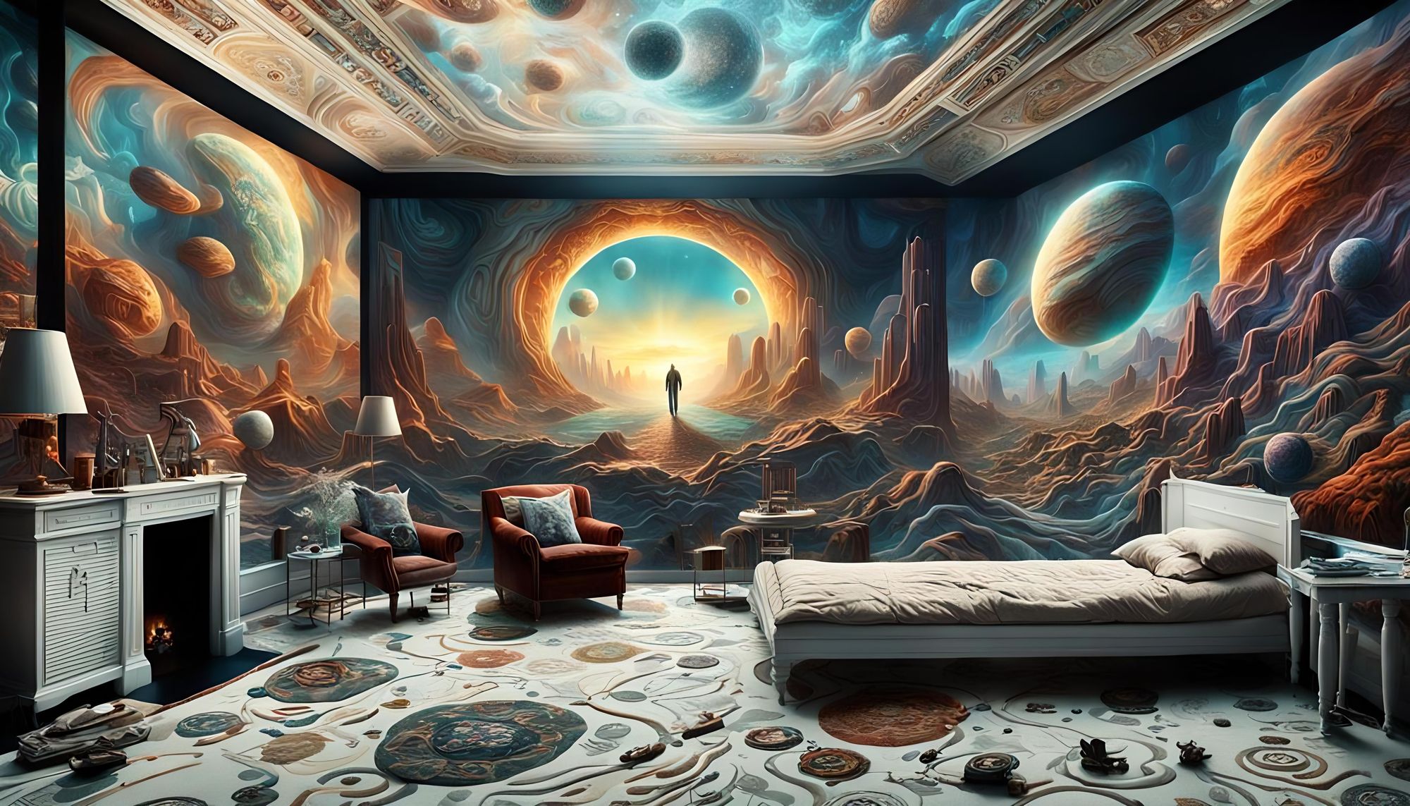 Prompt: imagine the interior vision of the LSD enhanced deathbed experience of Aldous Huxley. 