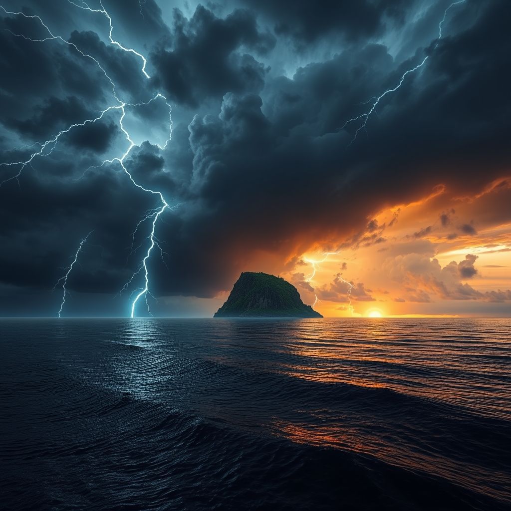 A high-contrast of a tempestuous sky