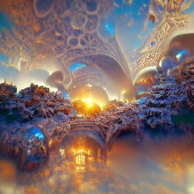 3D organic mandelbulber fractal Thomas Kinkade atmospheric p...