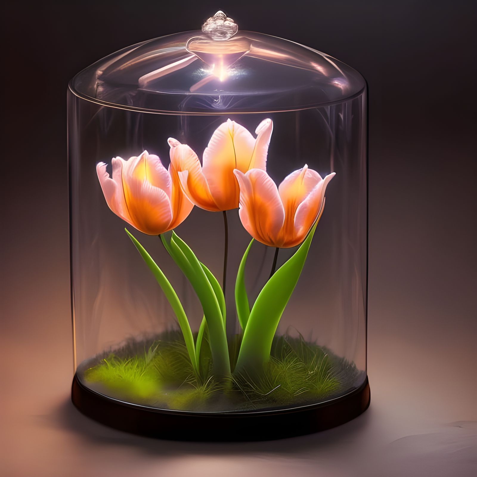 Tulip in glass cloche  by @Manchchango