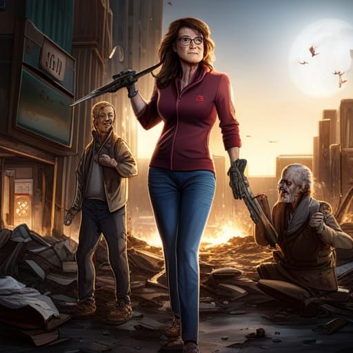 Sarah Palin shoots two zombies.