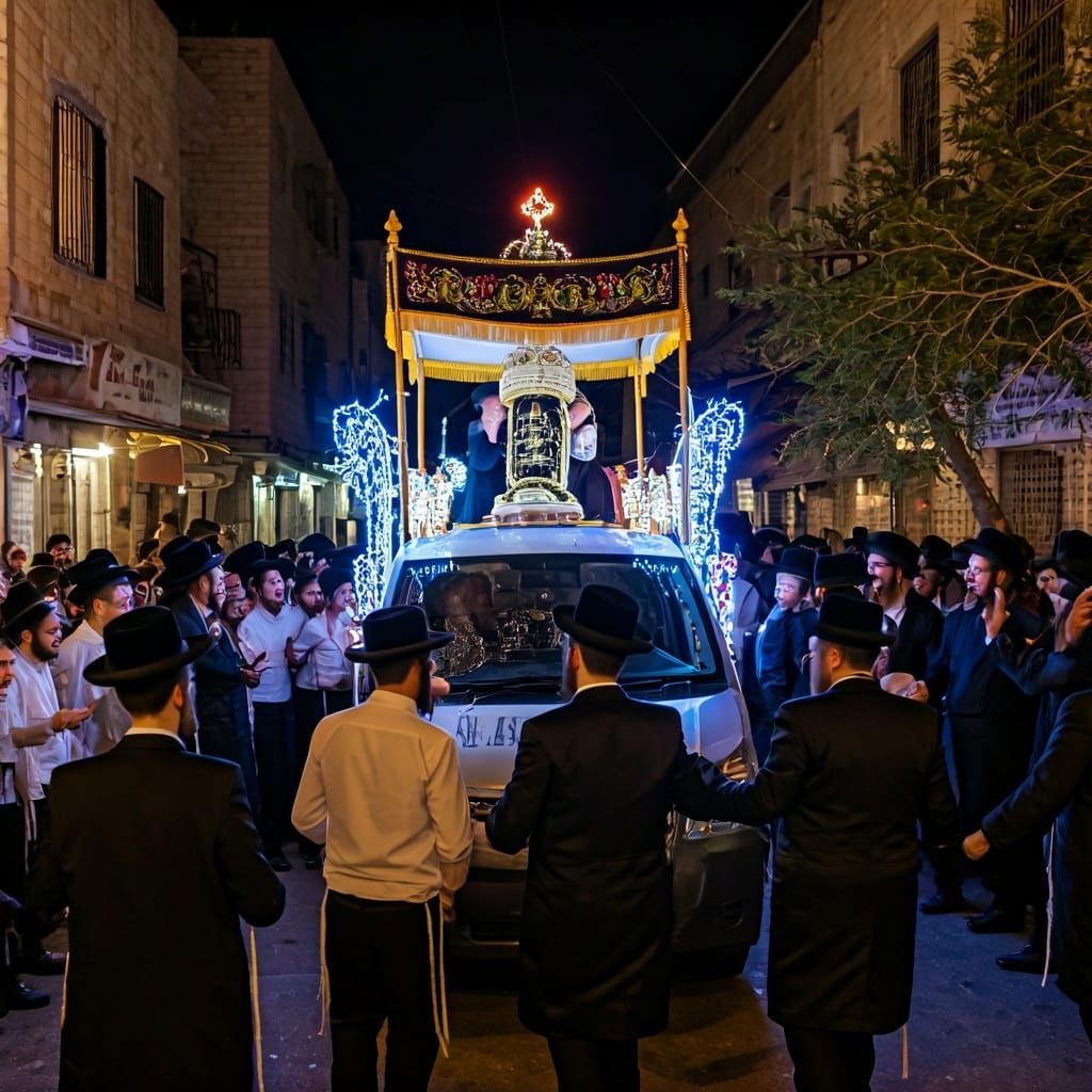 Joyful Torah Procession in Haredi Neighborhood