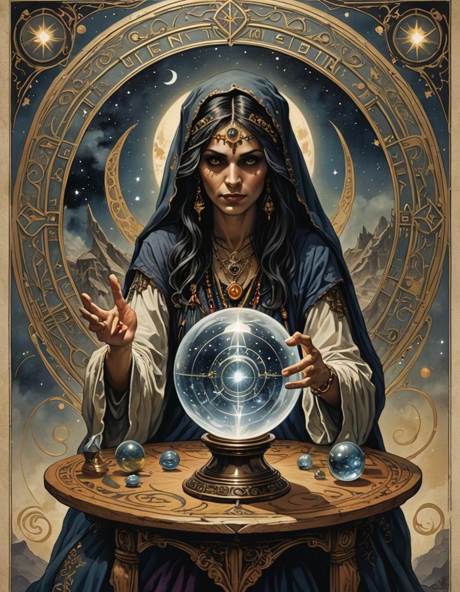 Celestial Tarot Fortune Teller Mystical Crystal Ball Ai Generated