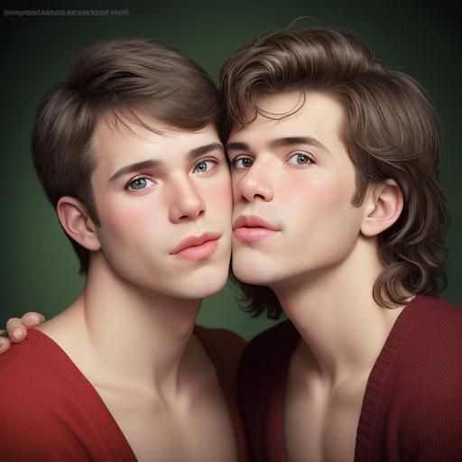 Gay Couple kiss under the mistletoe AI Generated Artwork NightCafe