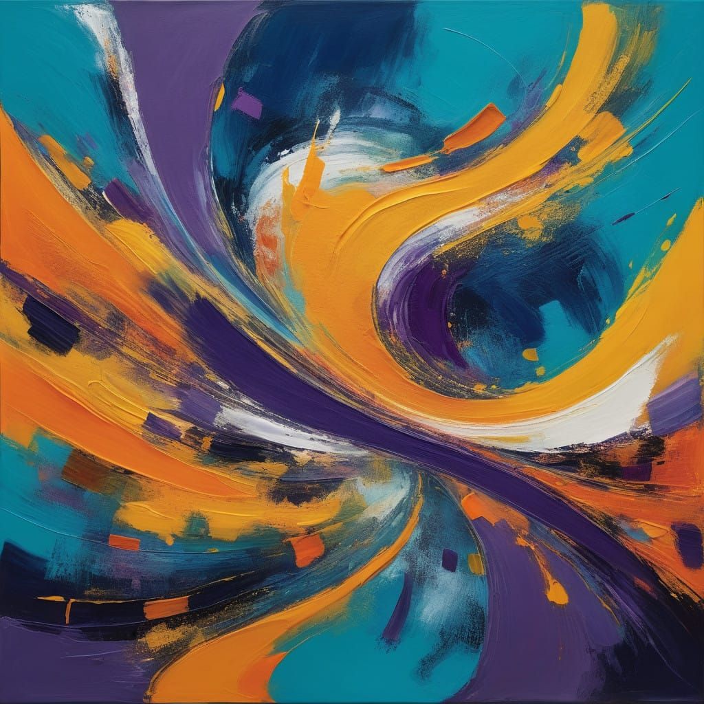Vibrant Abstract Art in Deep Blues and Brights