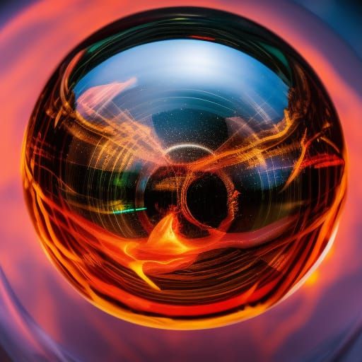 Fire Chaos sphere inside crystal ball, high resolution, cine...