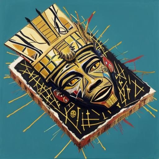 king tut (by  Jean-Michel Basquiat