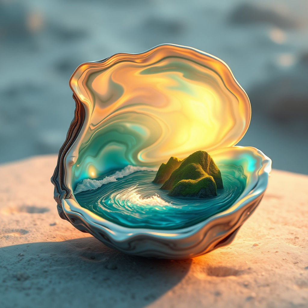 Ocean Pearl Miniature World: Detailed Digital Art
