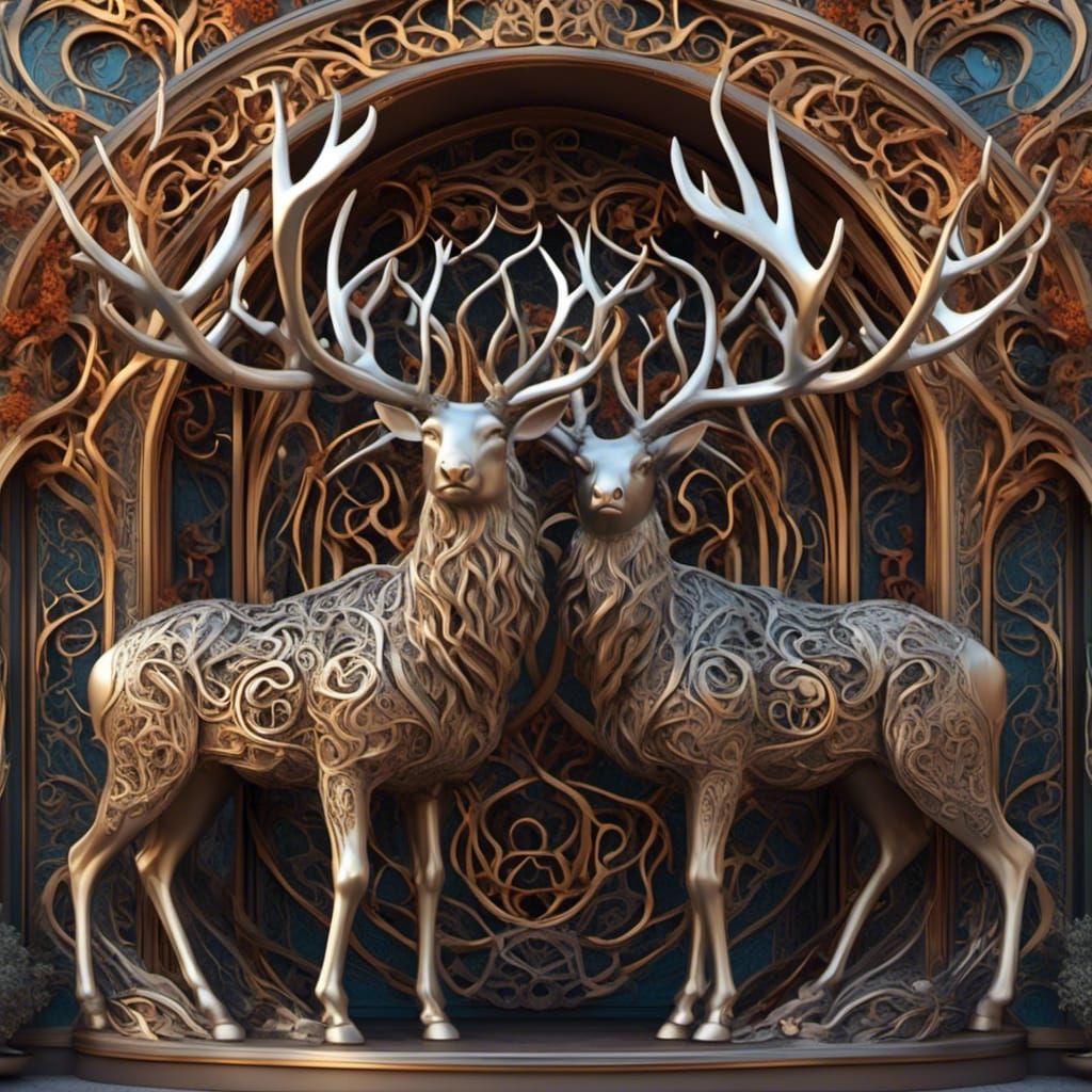 Elk Entwined in Epic Battle, Hyperrealistic Wildlife Photogr...