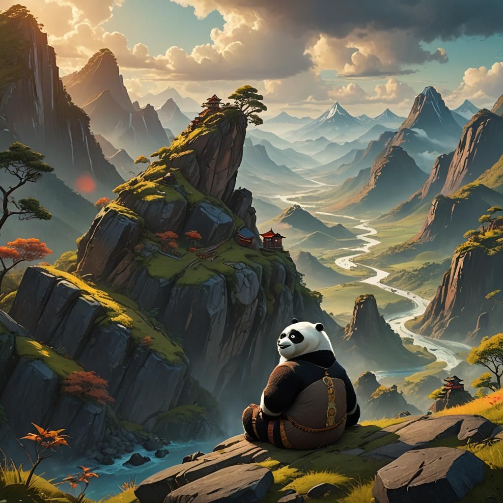 Kung Fu Panda Munching Kaisons: Fantasy Matte Painting