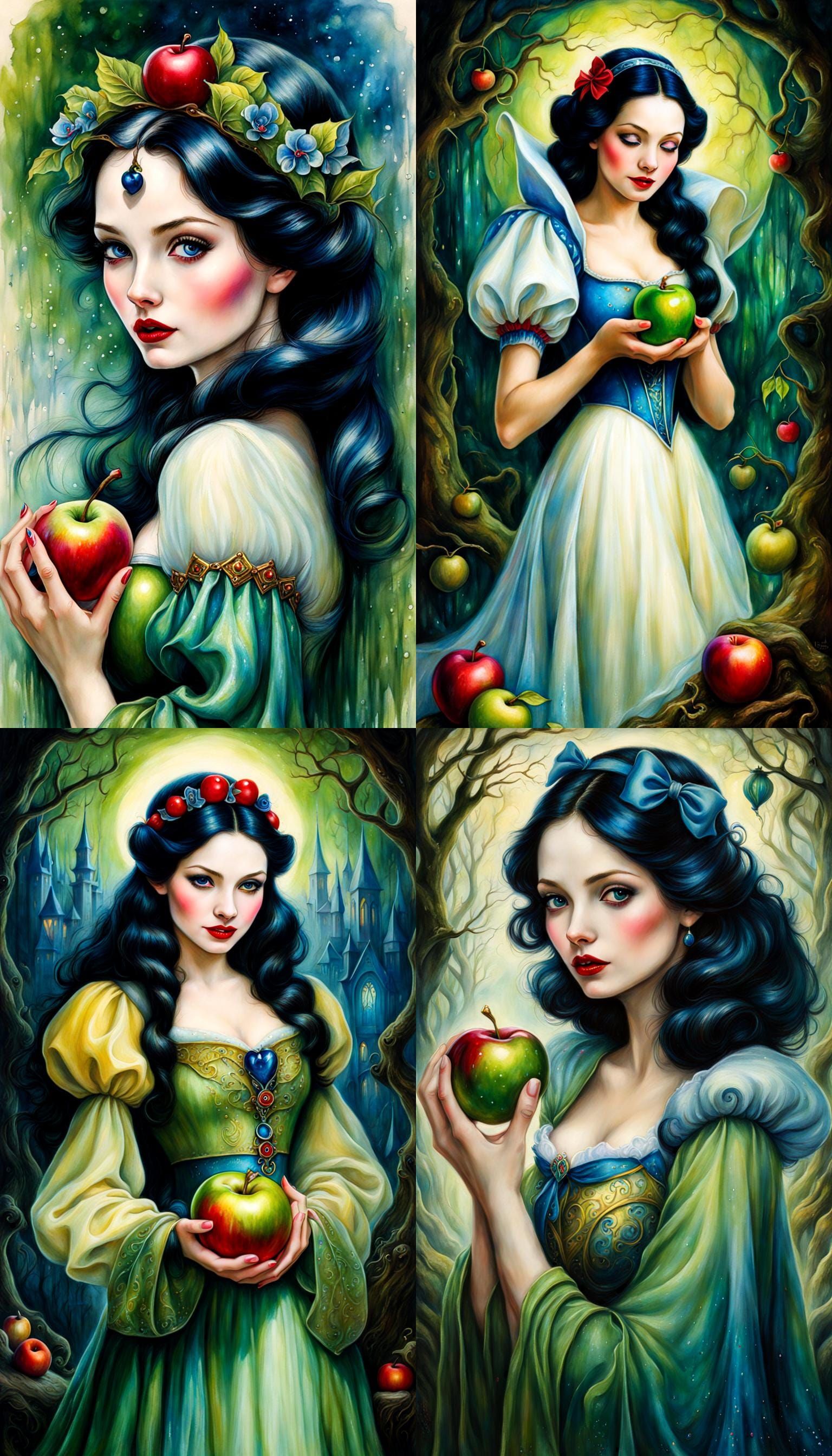Disney's 1937 rendition of "Snow White" holding the green poison apple