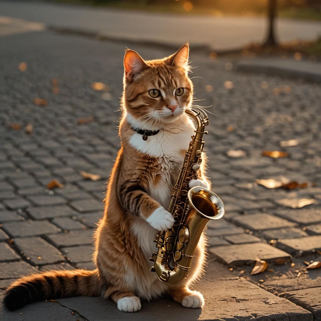Cat playing Saxophone
