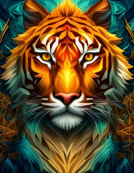 Geometrical Tiger  by @TabbyCatXIII