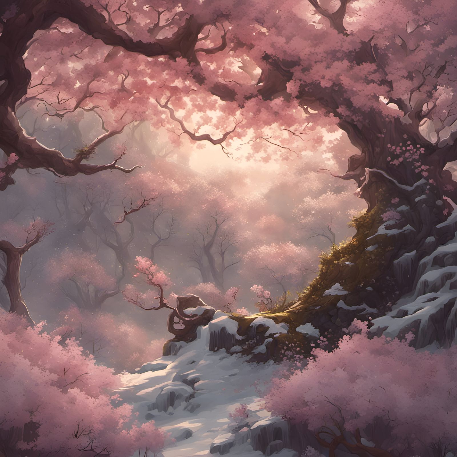 snowy cherry blossom Debussy Reverie  by @Magdalene