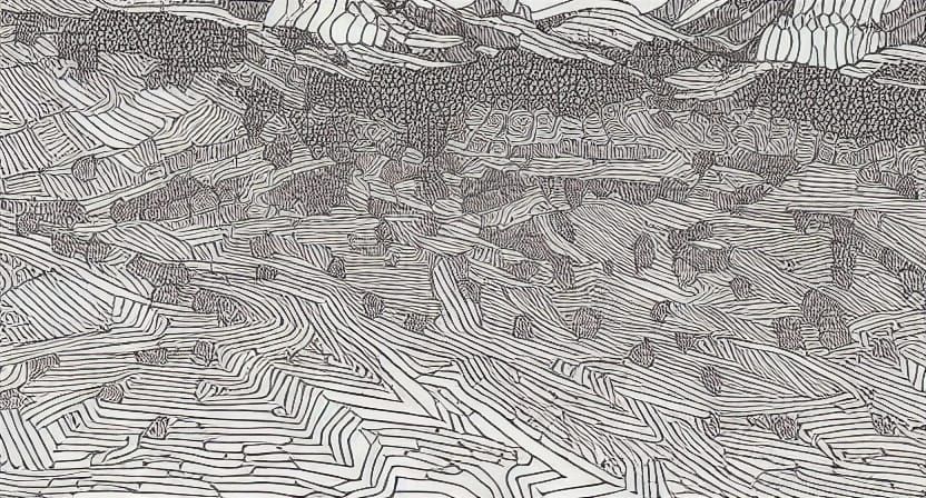 intricate line drawings landscape