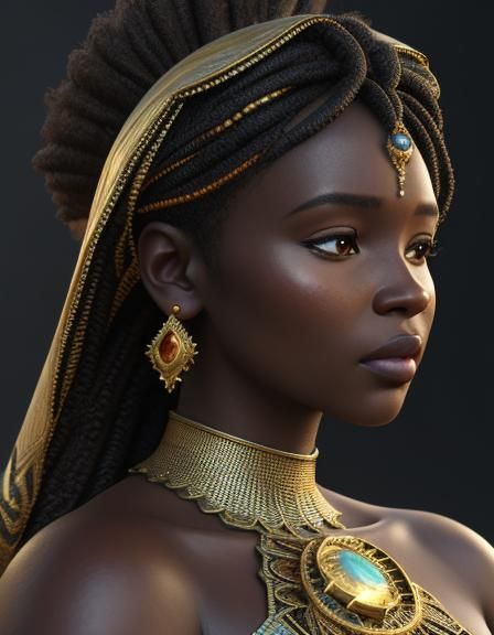 African beautiful voluptuous woman in dress, digital art,8k ...