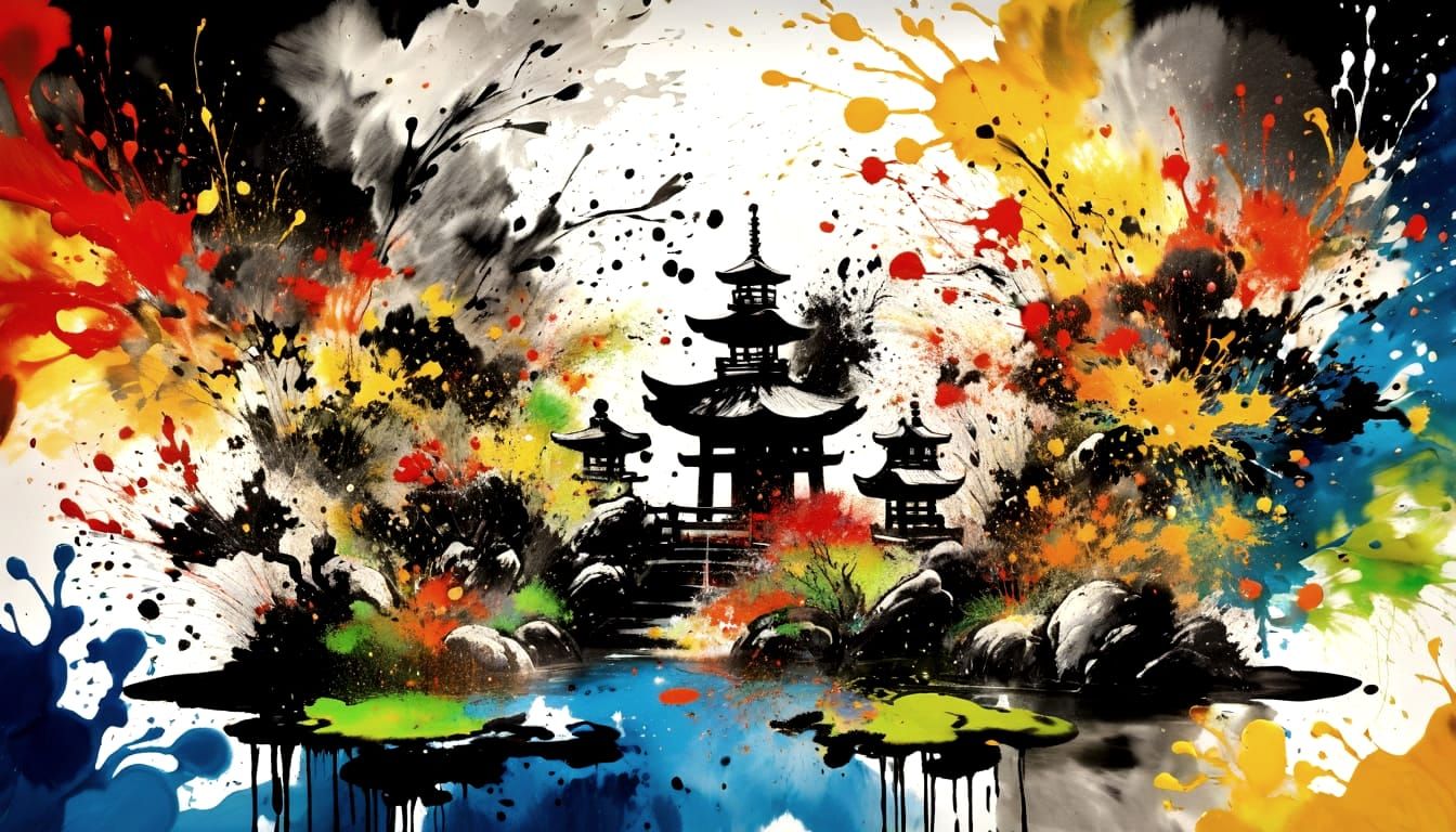 Japanese Garden Ink Splash as Rorschach Test
