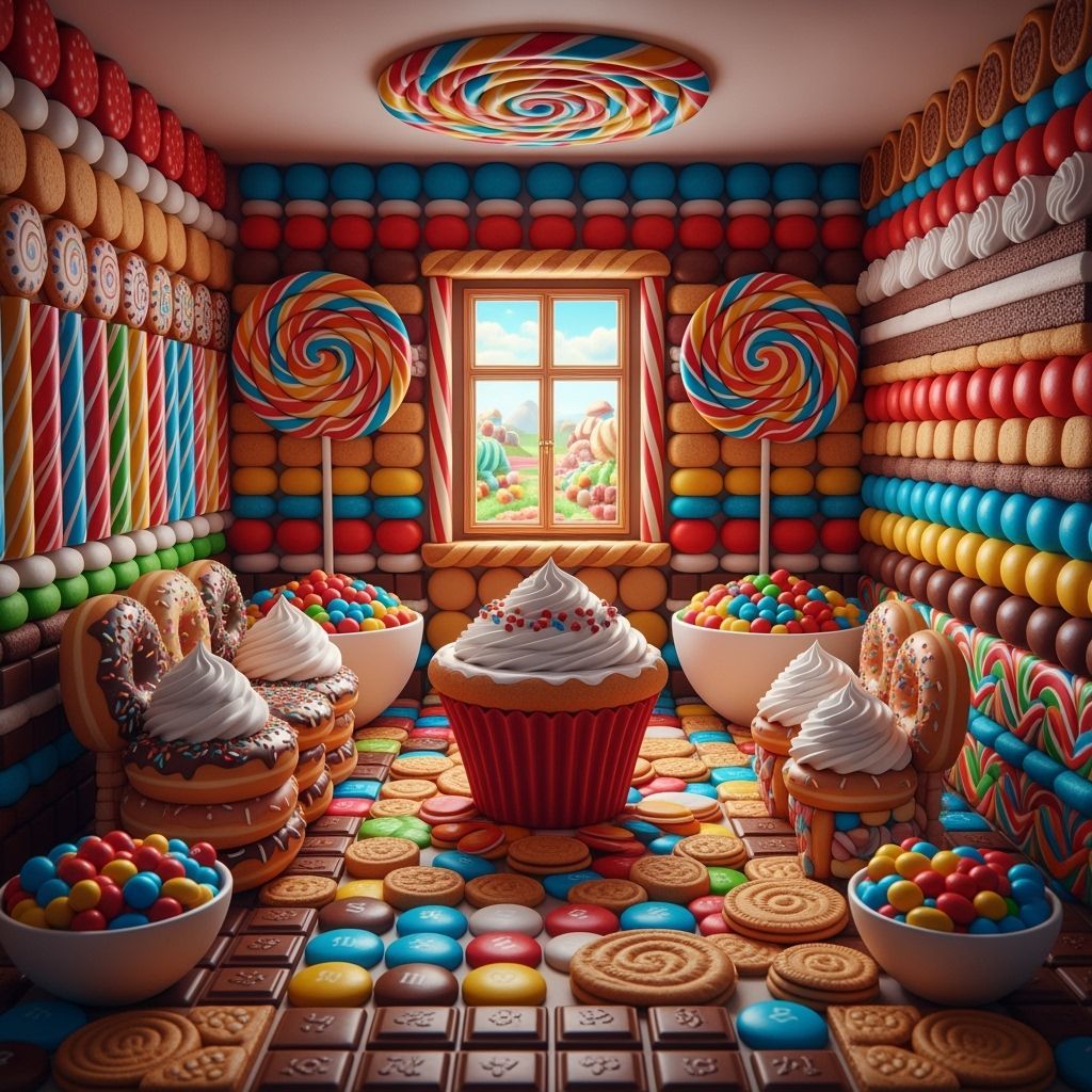 Fantastical Candy Room Portrait with Colorful Sweets