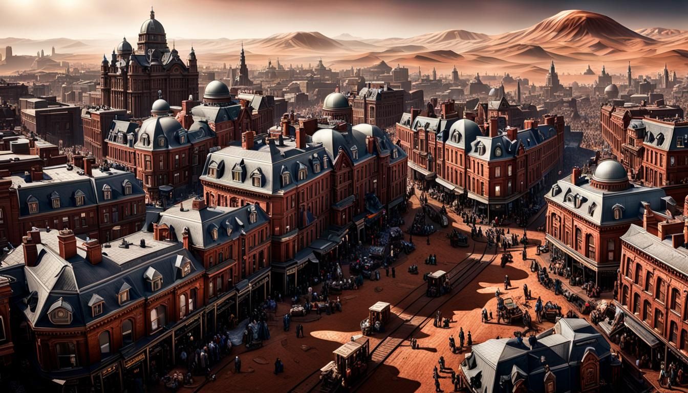 a busy victorian city on mars