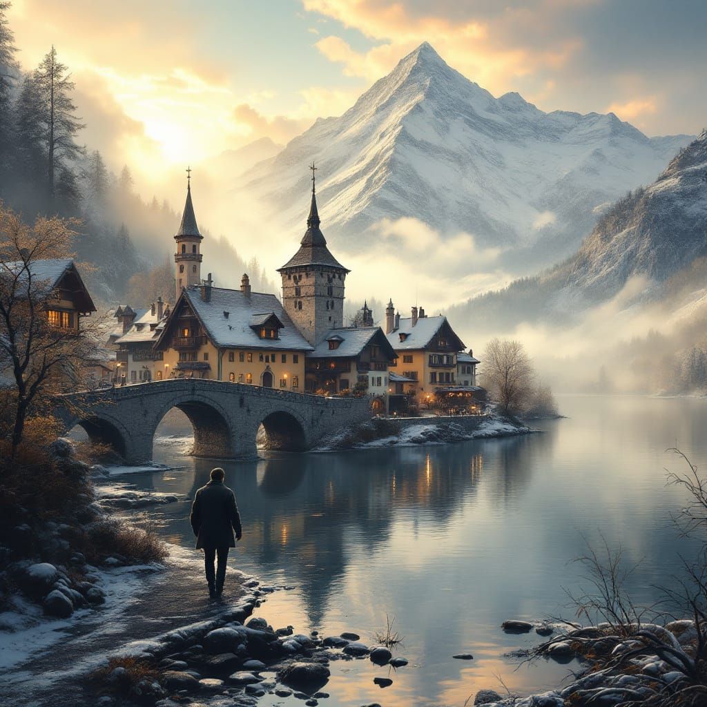 Swiss village in the Alps  by @Sig