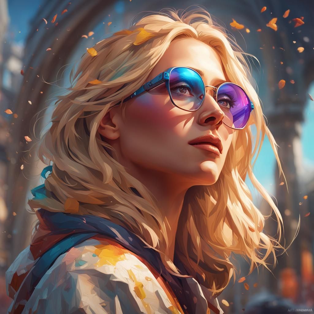 Une jolie blonde aux lunettes de soleil head and shoulders p...
