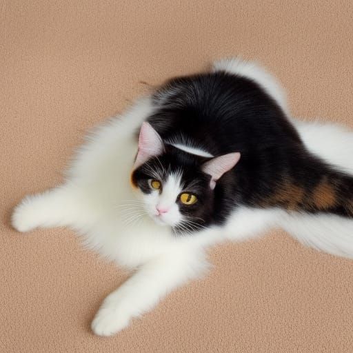 Calico Cat on Blanket, Van Gogh Style