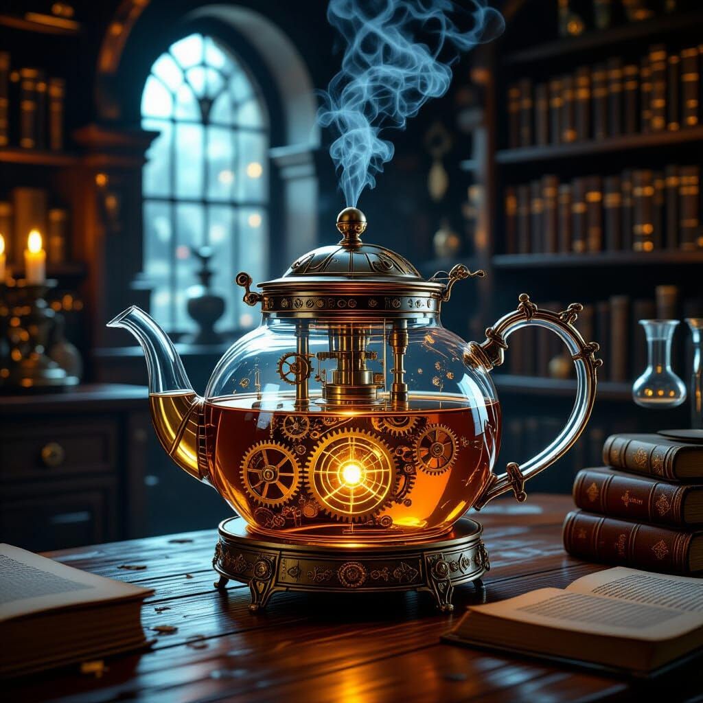 Steampunk Teapot Time Machine in Alchemist Lab