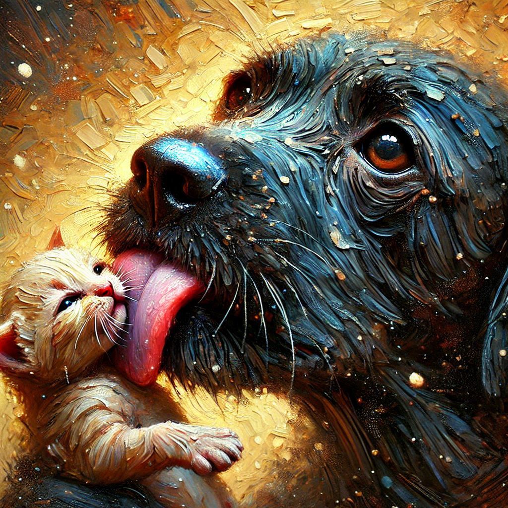 Cat Meets Dog  by @AlphaArt
