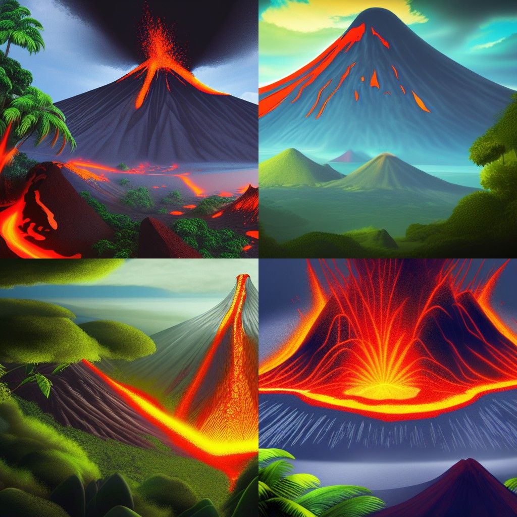 Volcanoes with tropical forests